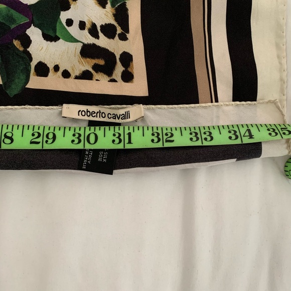 ROBERTO CAVALLi Silk Scarf Purple Floral Leopard Pattern Square Neck Shawl Wrap - Picture 5 of 6